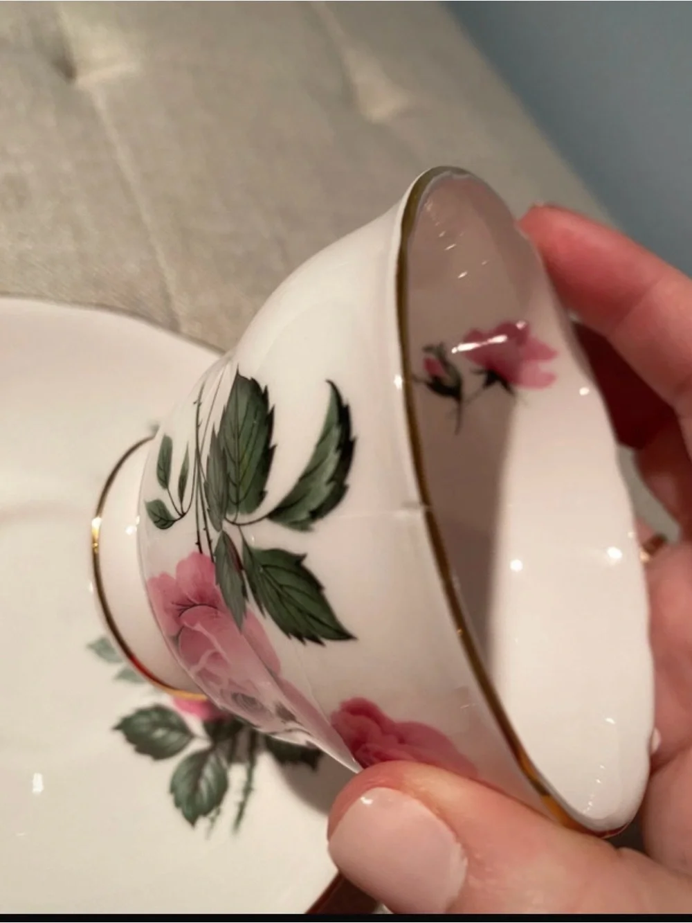 Pink Rose Teacup and Saucer Set
